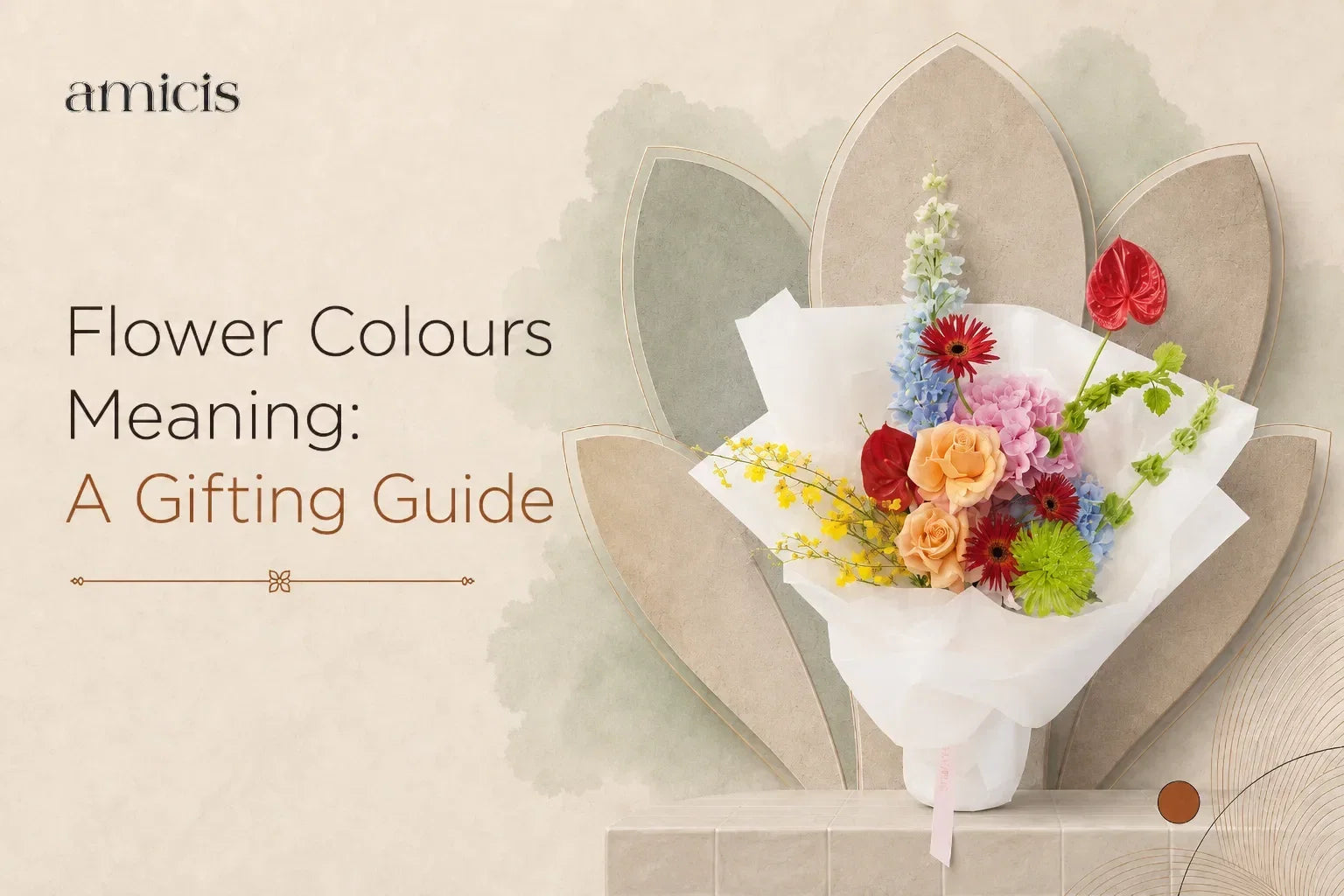 Flower colours meaning: mixed-colour gifting bouquet in Dubai