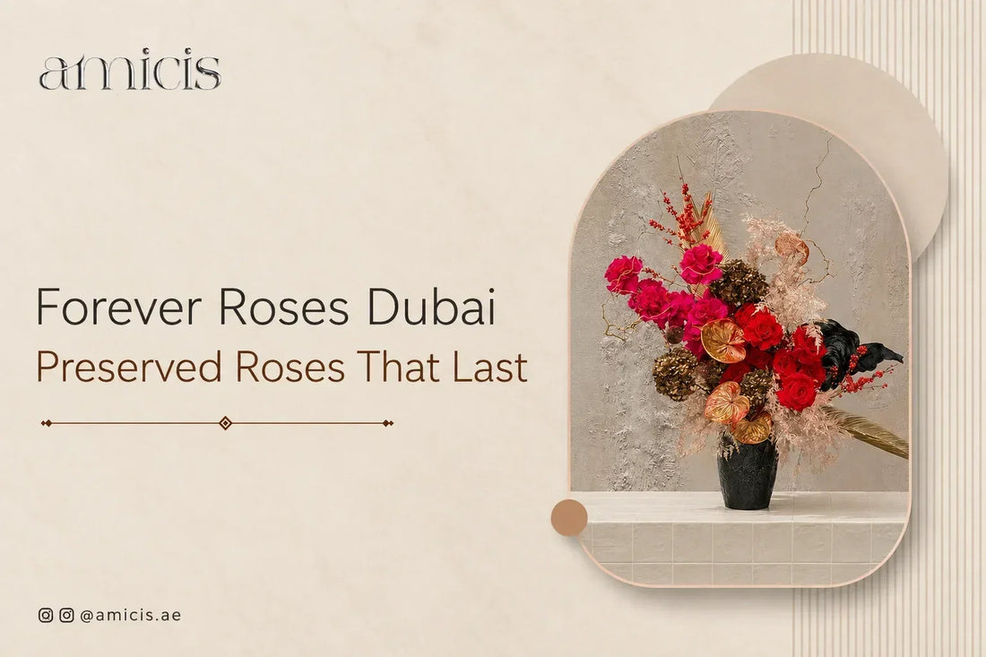 Forever roses Dubai: preserved red rose arrangement