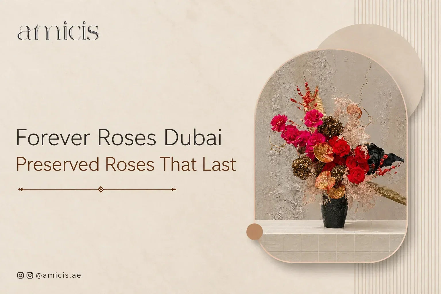 Forever roses Dubai: preserved red rose arrangement