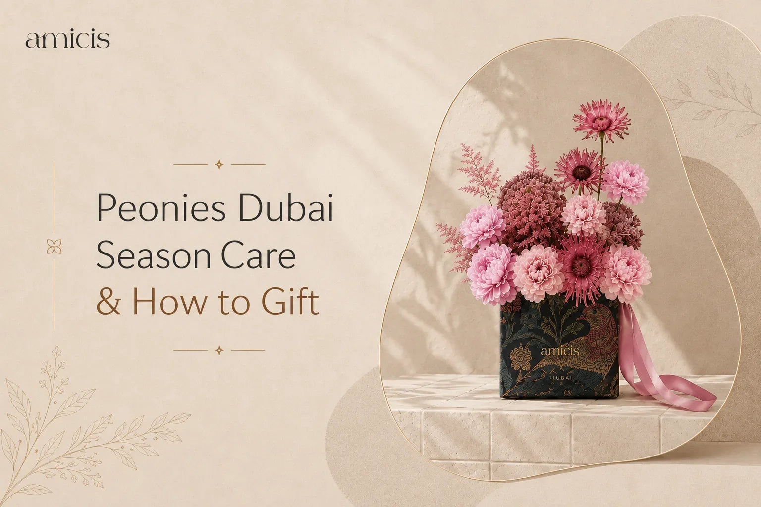 Peonies Dubai: seasonal pink and mauve peony arrangement