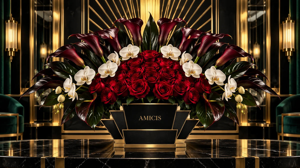 Art Deco flower arrangement from the Amicis Dubai studio