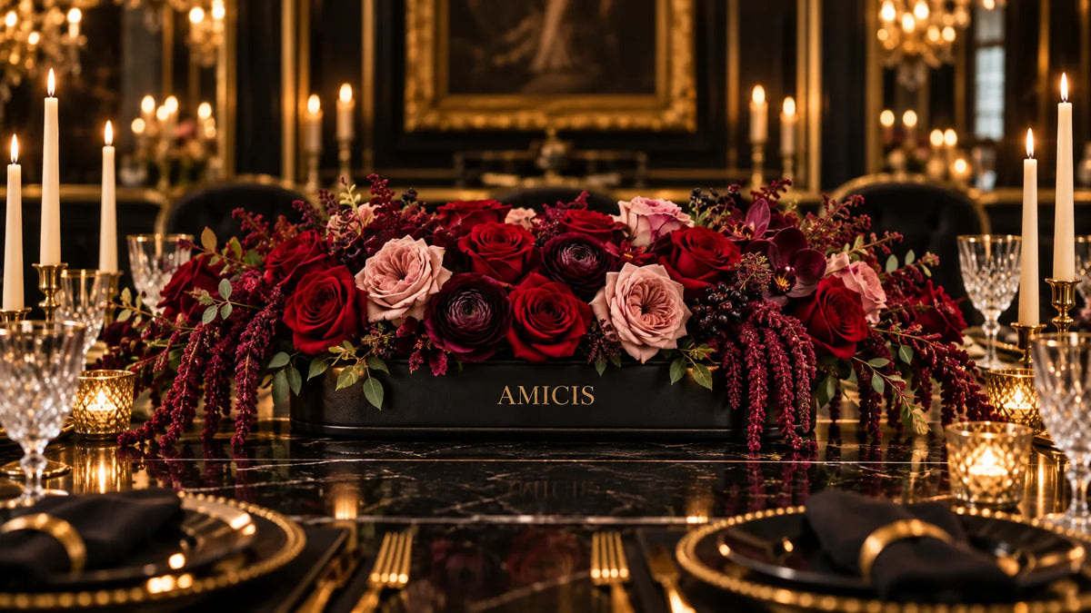 Amicis flower centerpiece arranged for a dining table in Dubai
