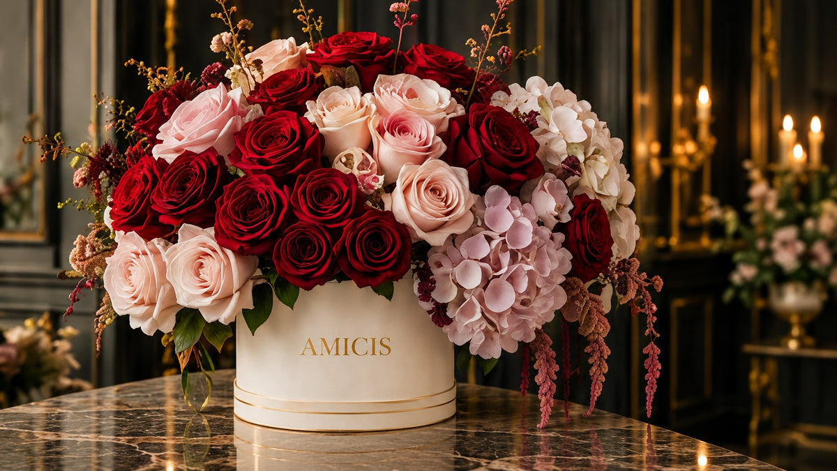 Amicis rose arrangement, luxury florist in Dubai