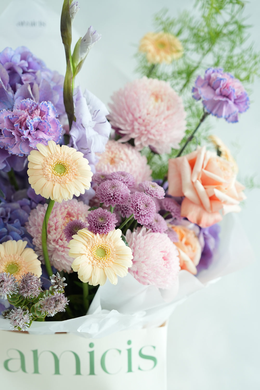 victorian romance flower bouquet in pastel colors made by amicis in dubai