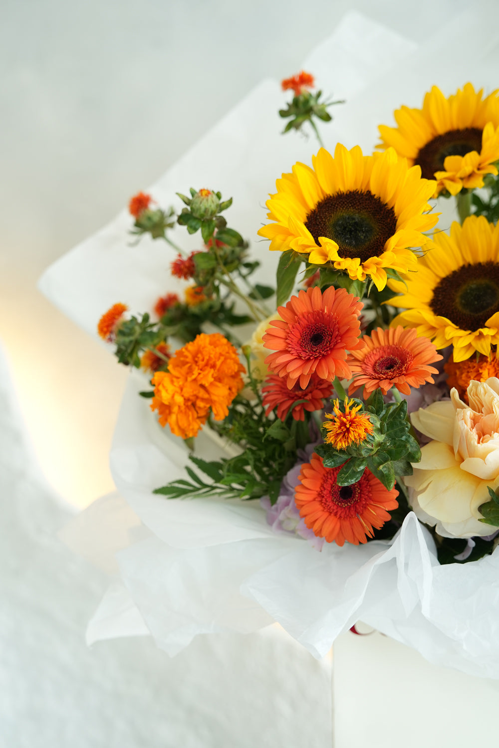 Bouquet of colorful citrus flowers bouquet made by amicis flower shop