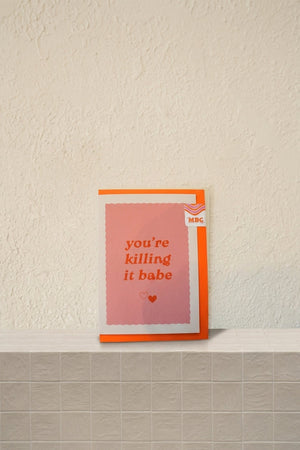 K'lling it Babe! - vibrant orange roses, blush pink hydrangeas, and anthurium in a chic ceramic vase by Amicis